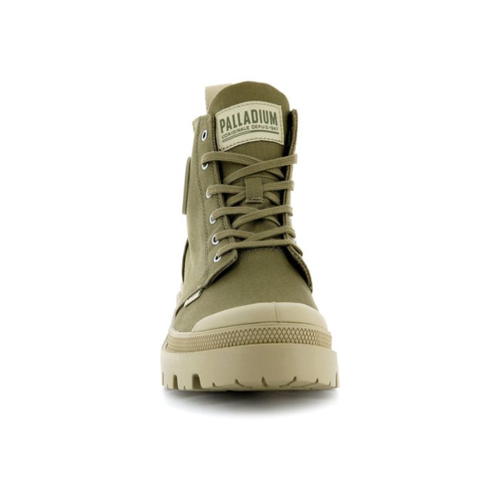 Palladium Pallabase Twill Women's Boots Olive | UK P453-JON